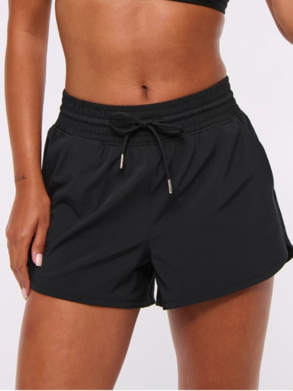 Abercrombie YPB motionTEK High Rise Lined Workout Short in Black